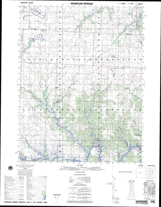 Monegaw Springs Missouri Military 1:50,000 Map