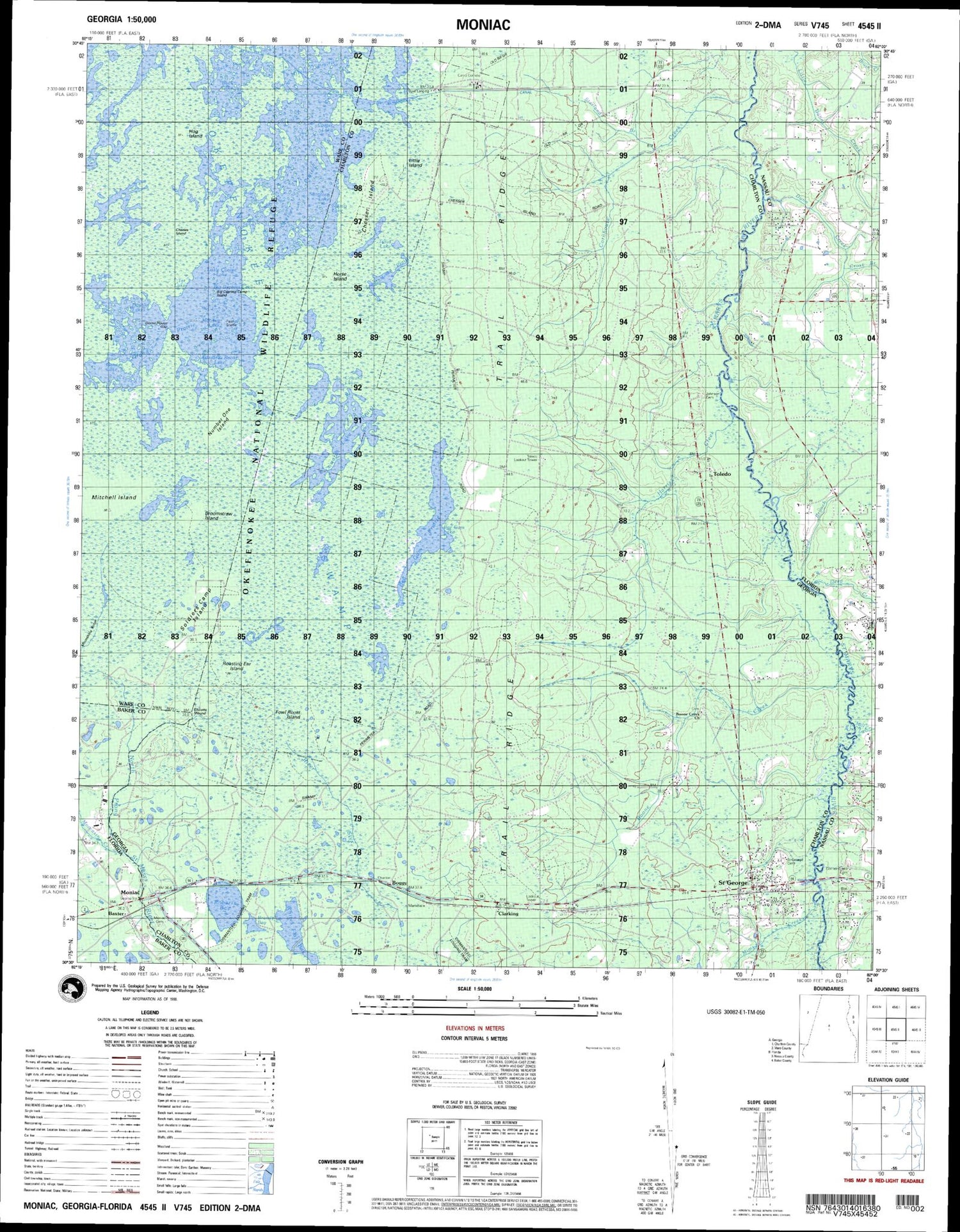 Moniac Georgia Military 1:50,000 Map