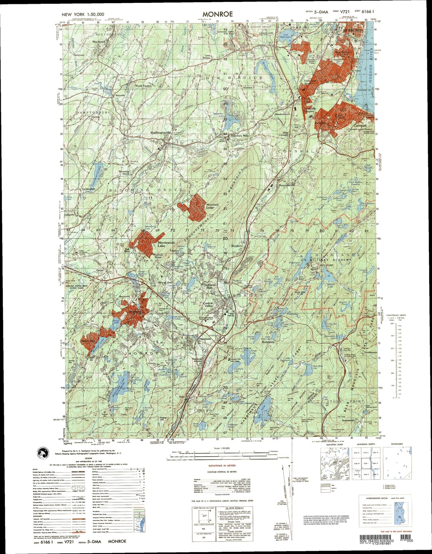 Monroe New York Military 1:50,000 Map