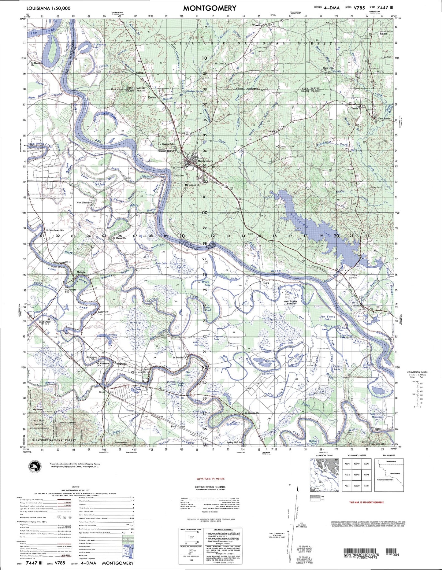 Montgomery Louisiana Military 1:50,000 Map