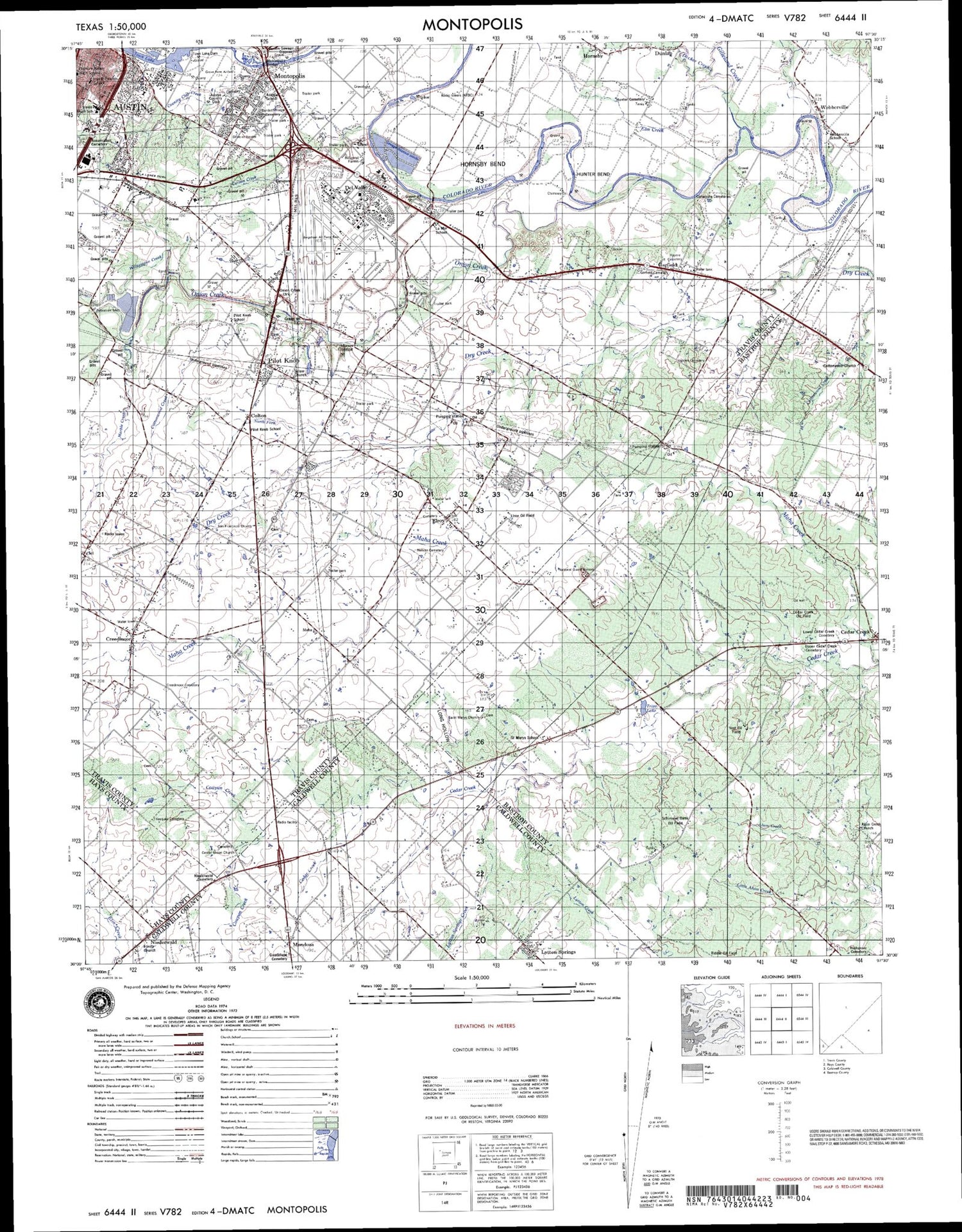 Montopolis Texas Military 1:50,000 Map