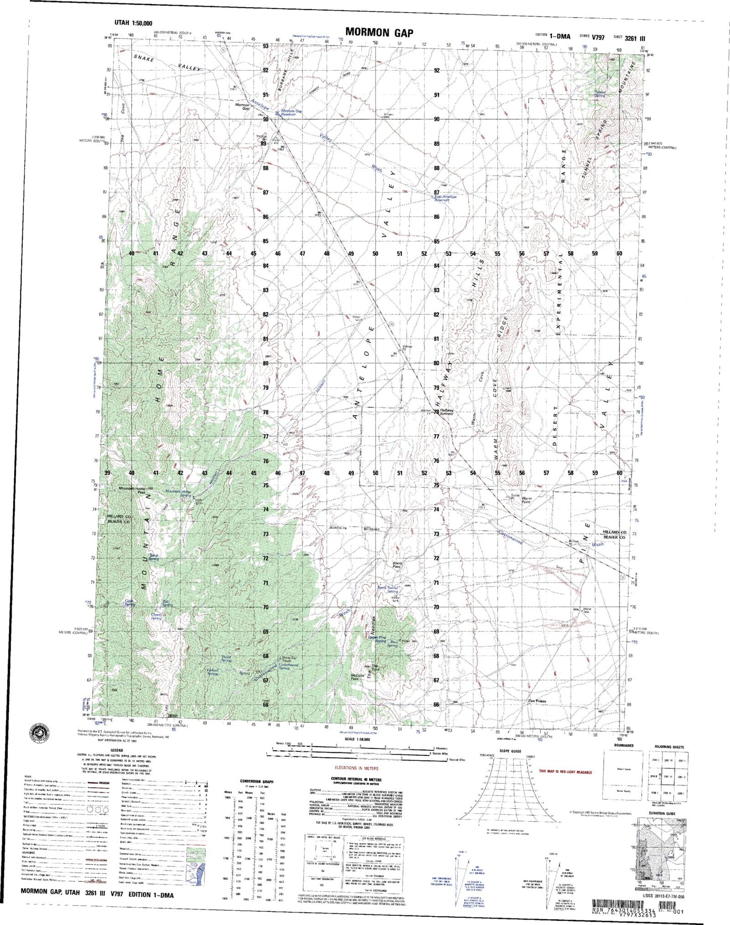 Morman Gap Utah Military 1:50,000 Map