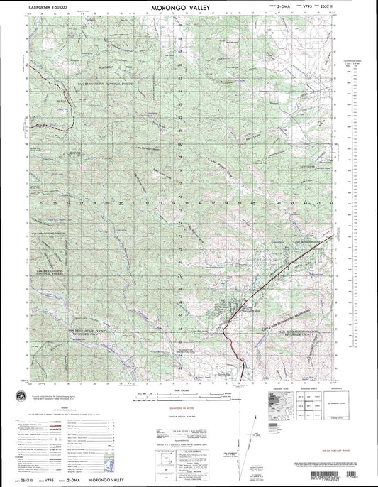 Morongo Valley California Military 1:50,000 Map