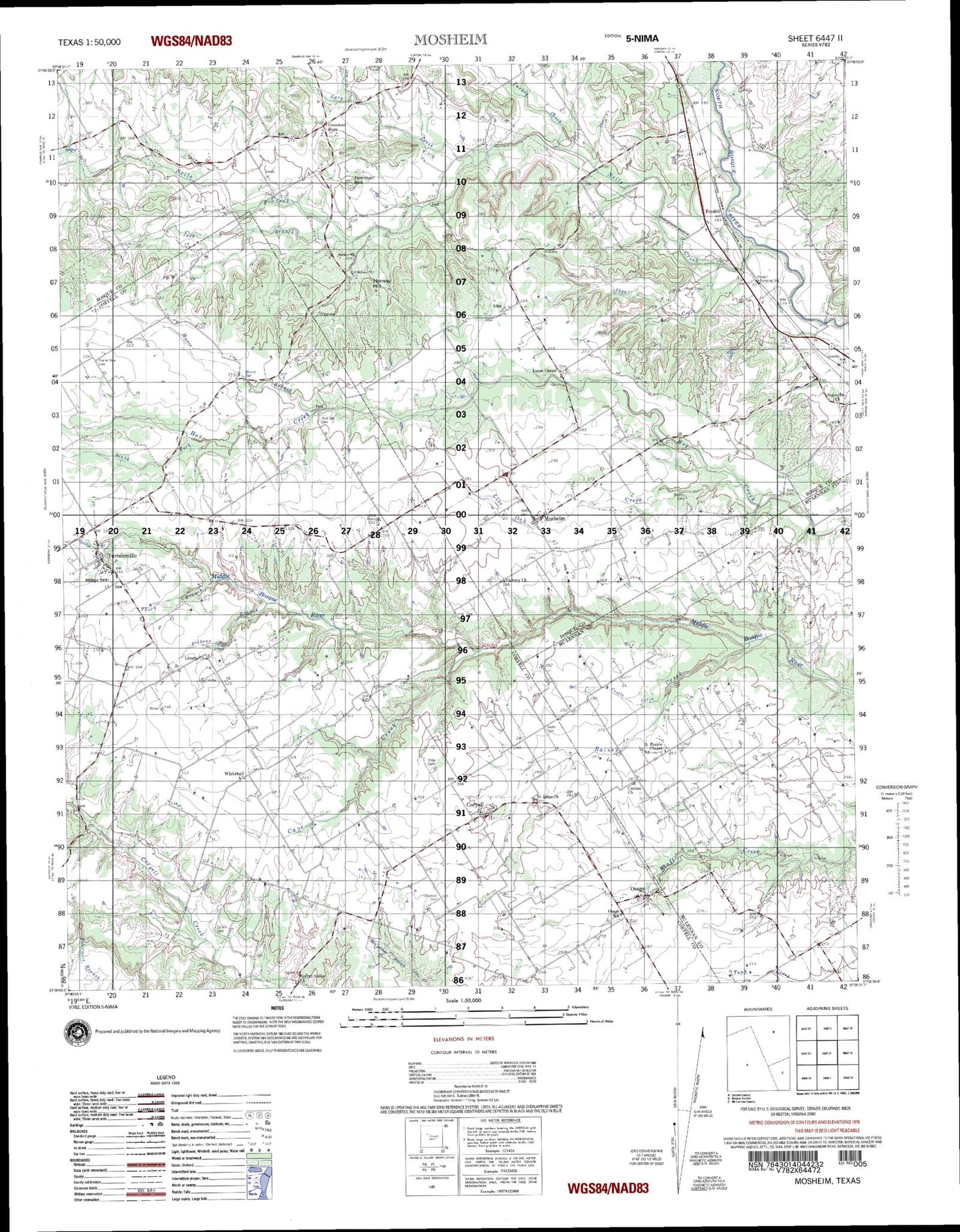 Mosheim Texas Military 1:50,000 Map