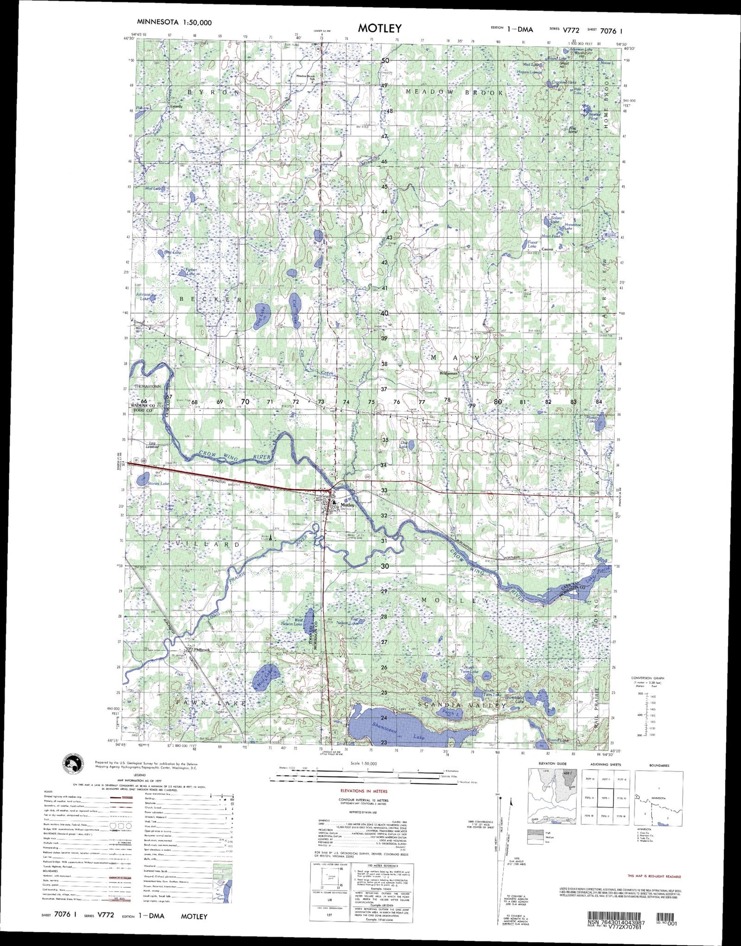 Motley Minnesota Military 1:50,000 Map