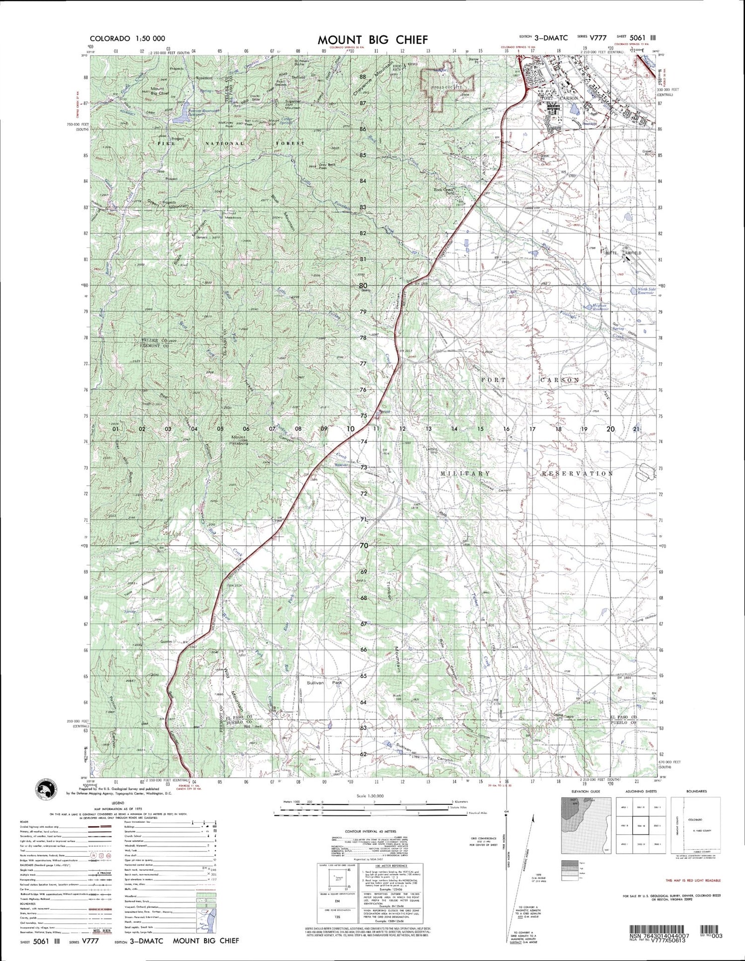 Mount Big Chief Colorado Military 1:50,000 Map