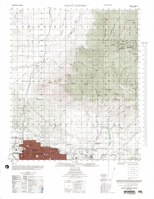 Mount Lemmon Arizona Military 1:50,000 Map