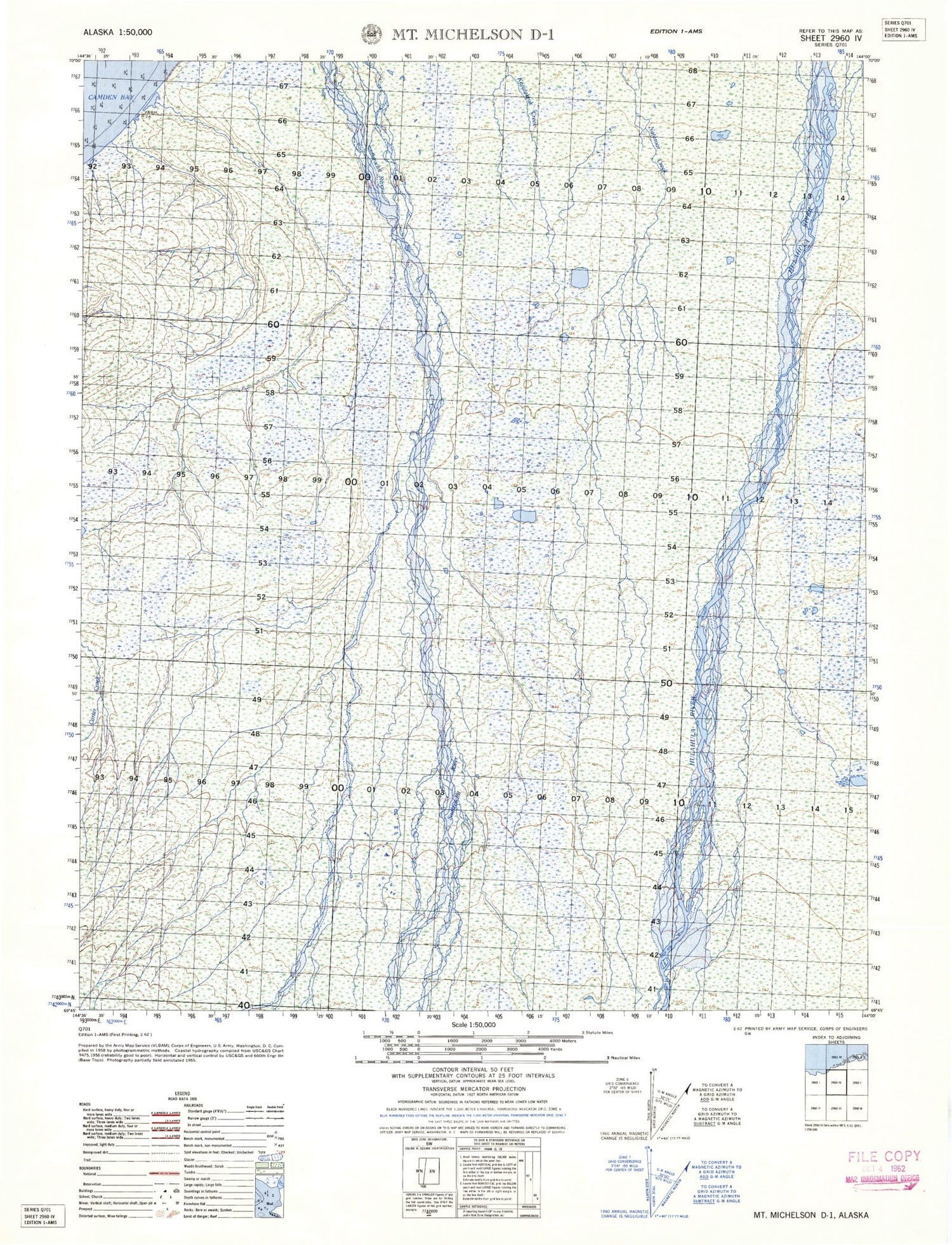 Mount Michelson D-1 Alaska Military 1:50,000 Map