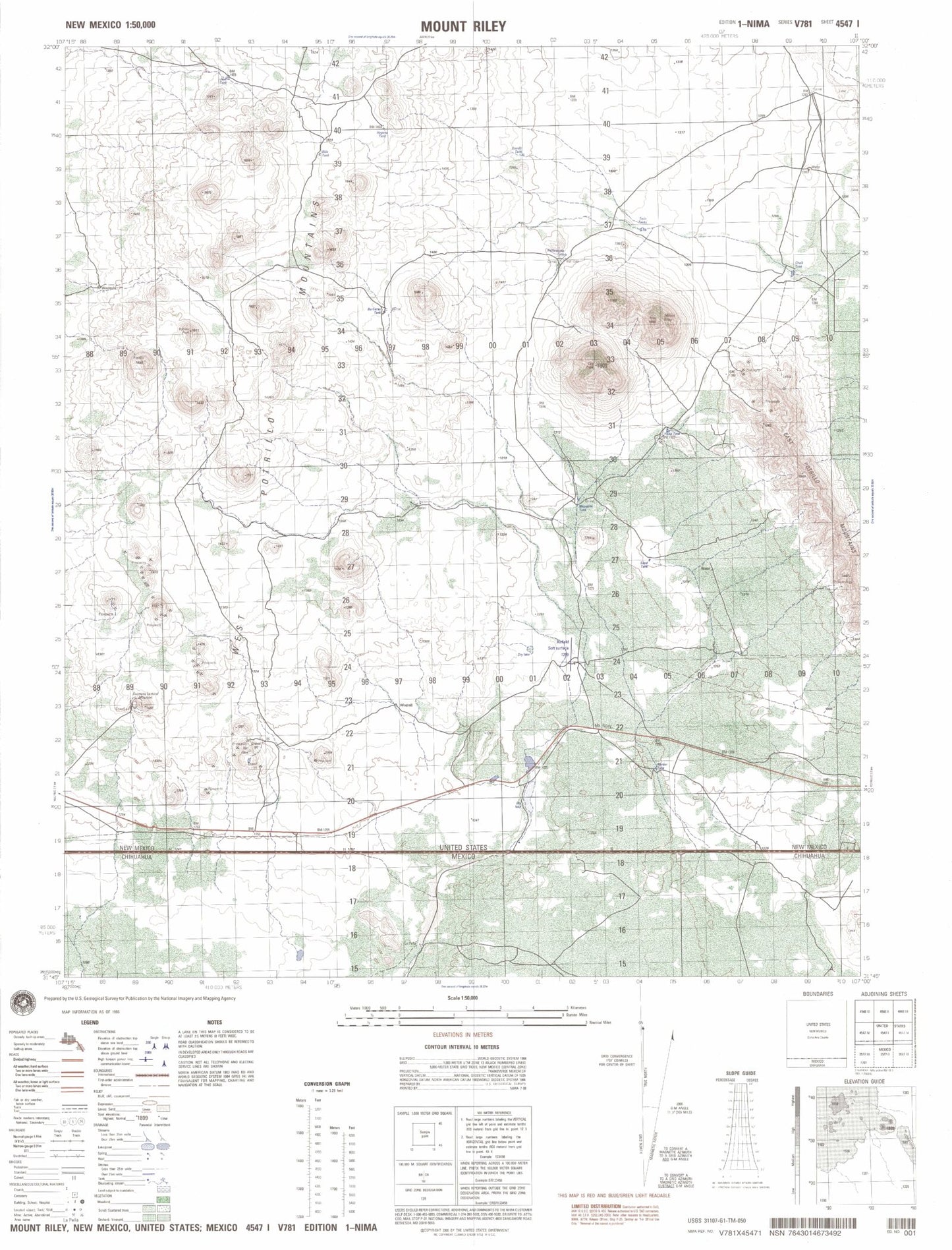 Mount Riley New Mexico Military 1:50,000 Map