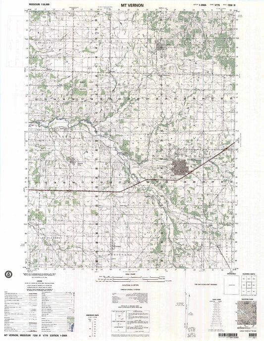 Mt Vernon Missouri Military 1:50,000 Map