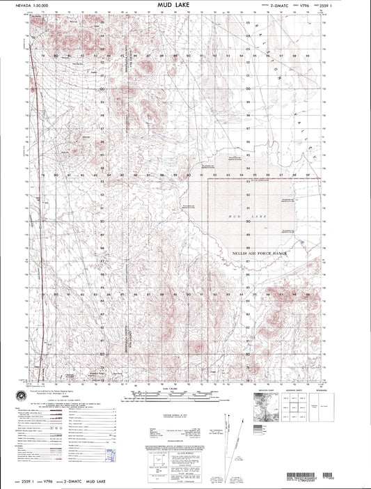 Mud Lake Nevada Military 1:50,000 Map