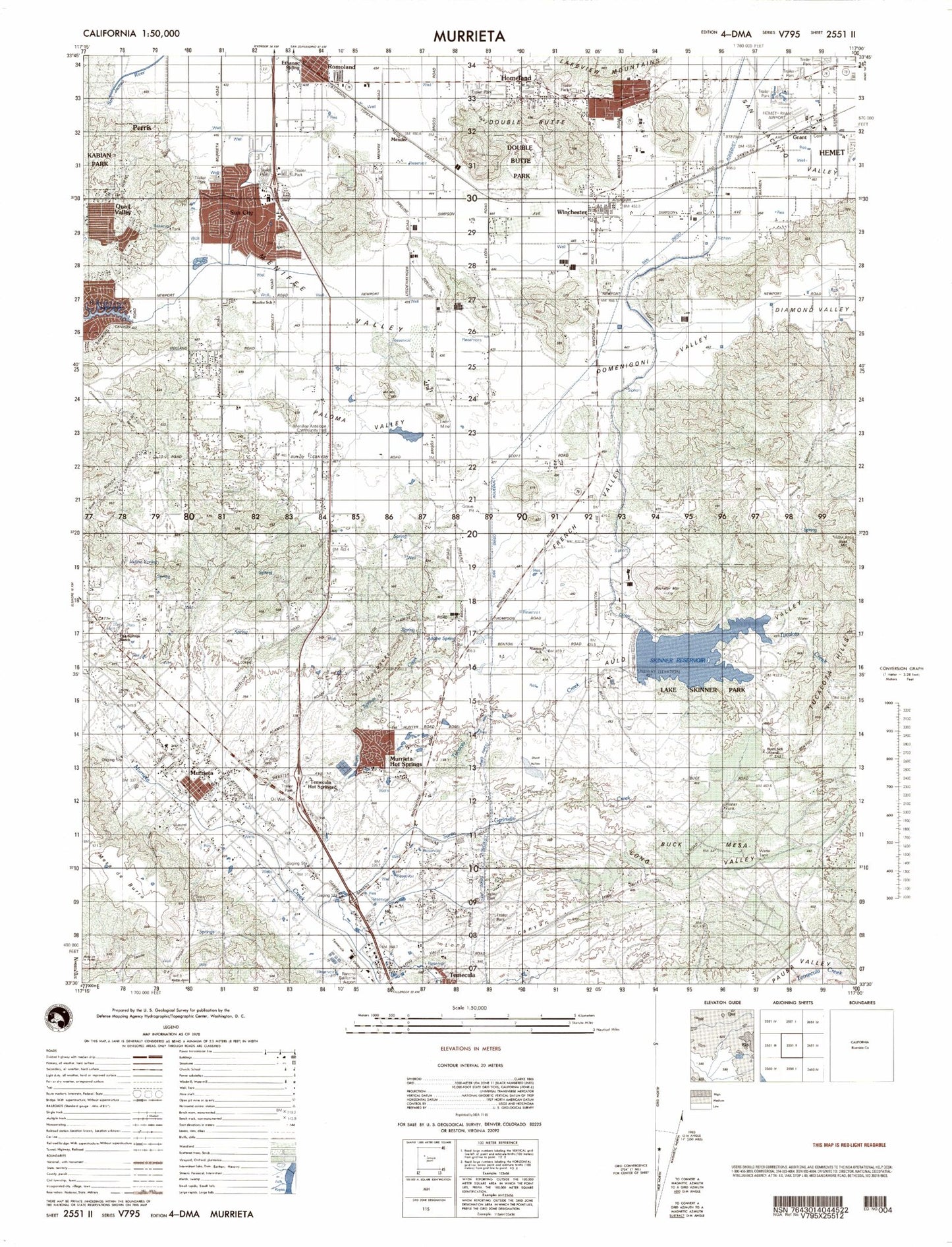 Murrieta California Military 1:50,000 Map