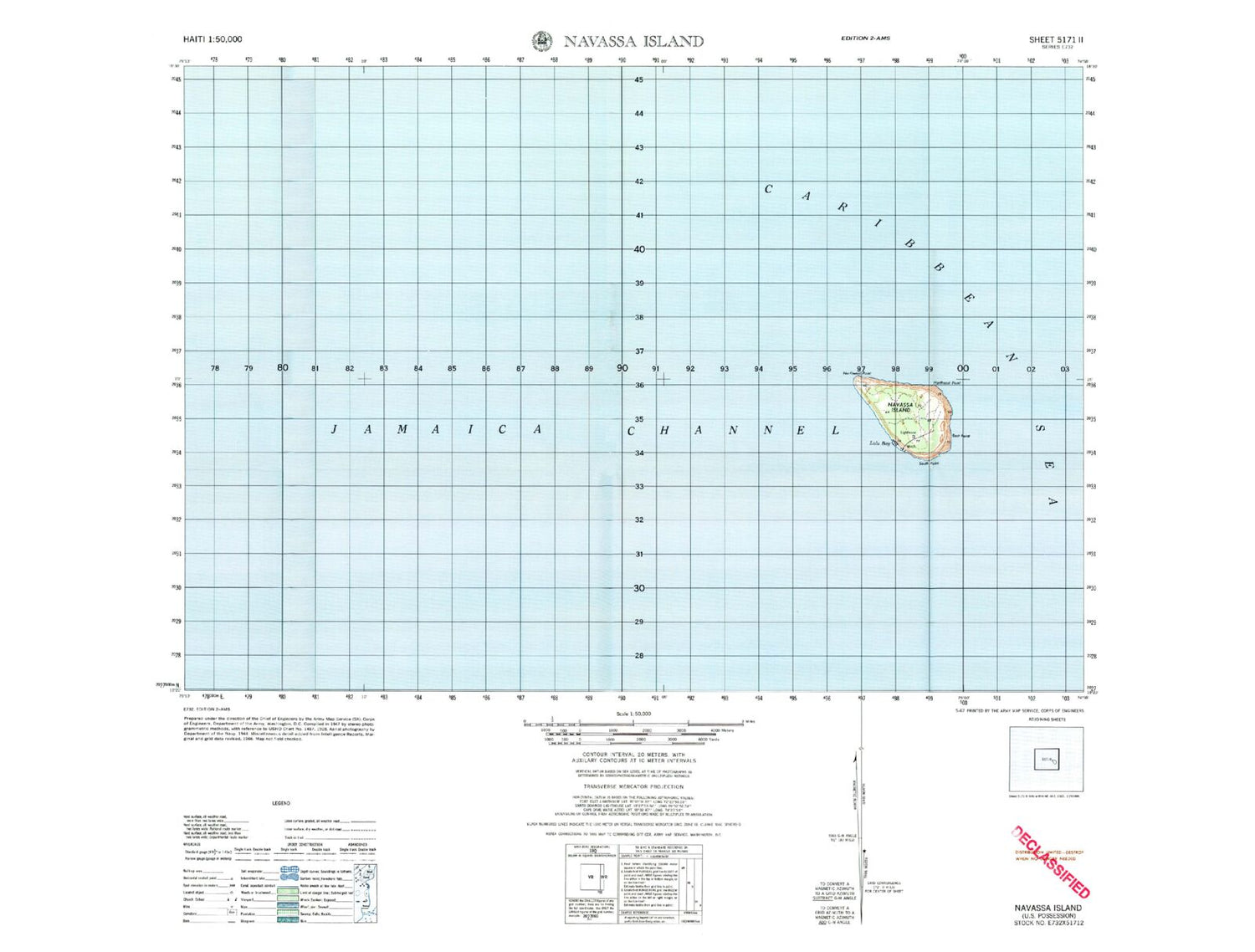 Navassa Island US Territory Military 1:50,000 Map