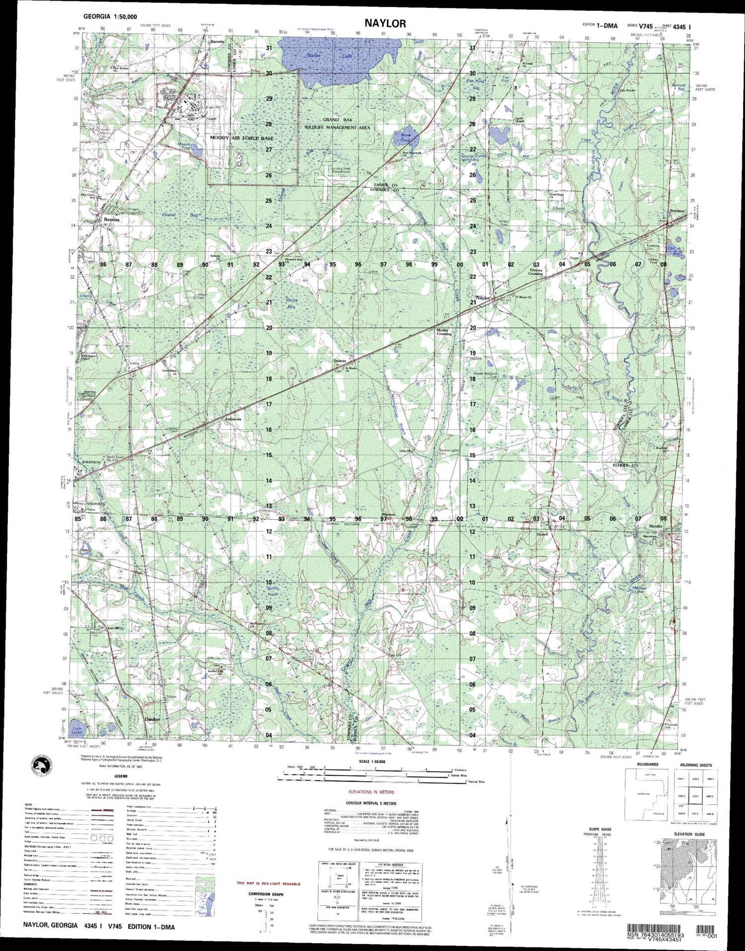 Naylor Georgia Military 1:50,000 Map