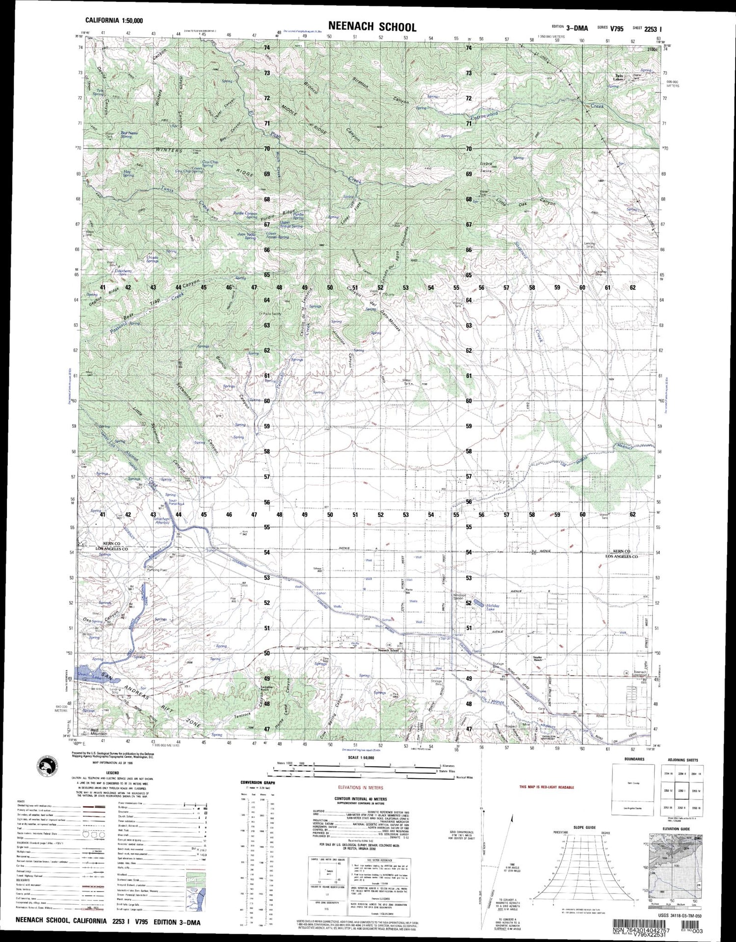 Neenach School California Military 1:50,000 Map