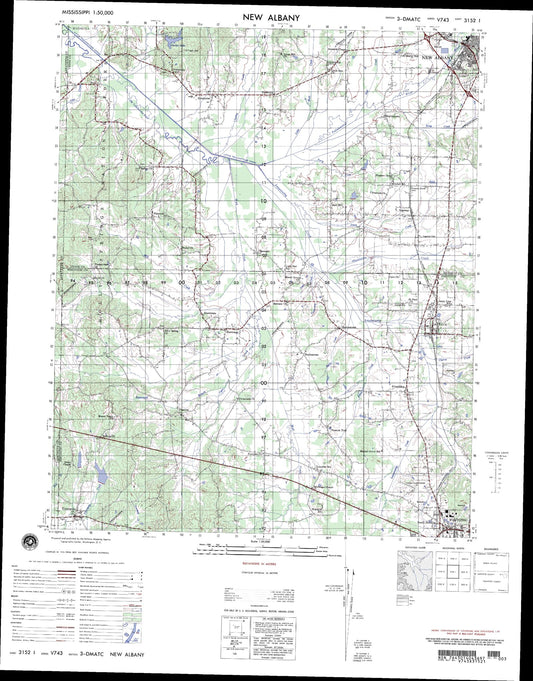 New Albany Mississippi Military 1:50,000 Map