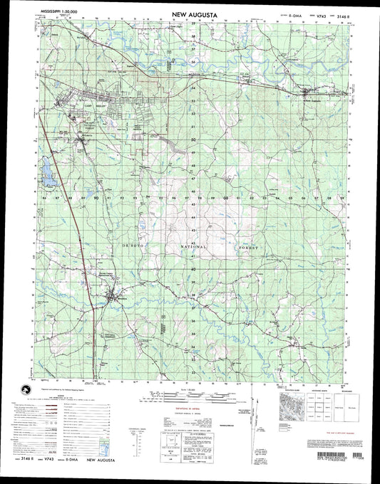 New Augusta Mississippi Military 1:50,000 Map