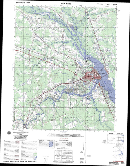 New Bern North Carolina Military 1:50,000 Map