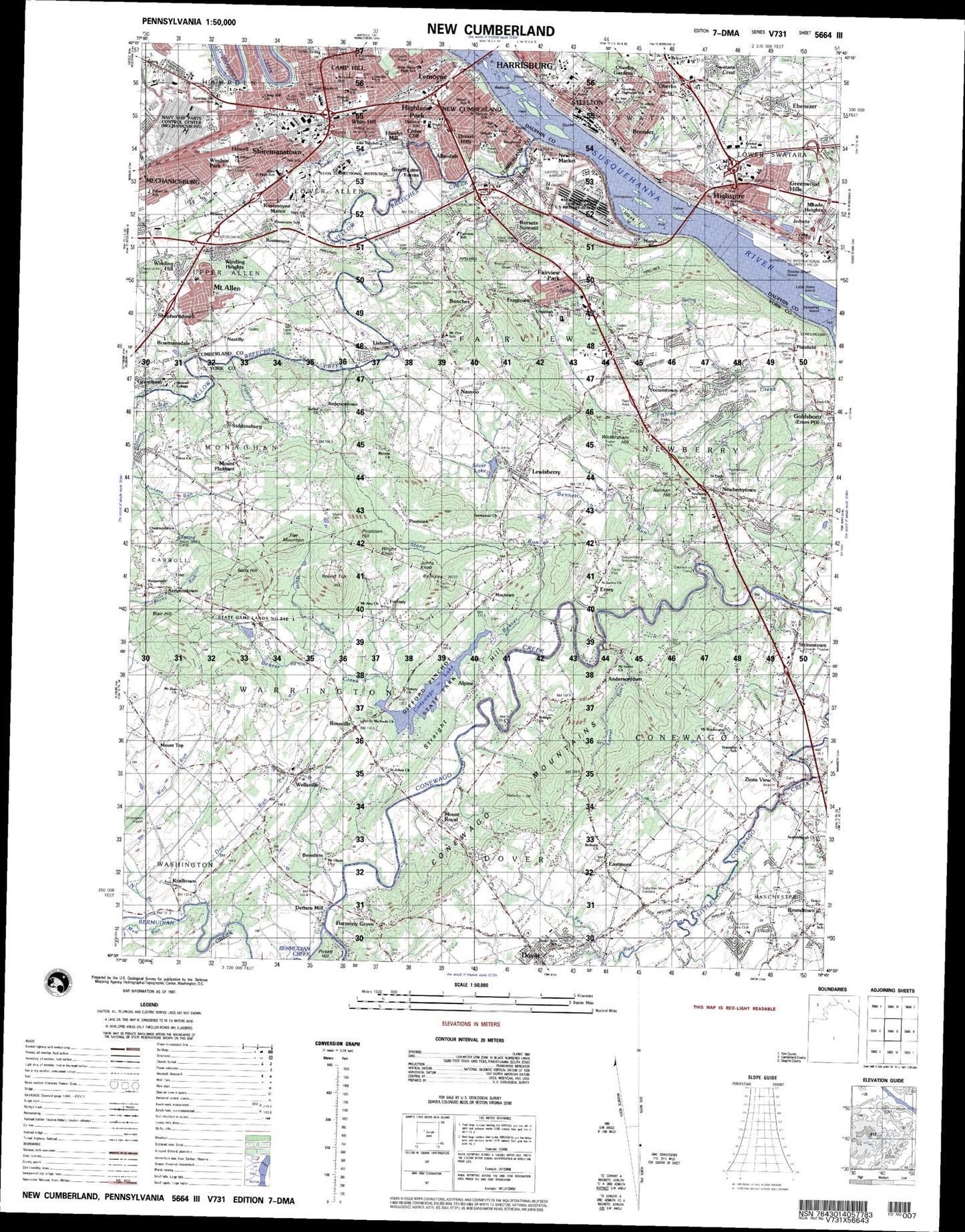 New Cumberland Pennsylvania Military 1:50,000 Map