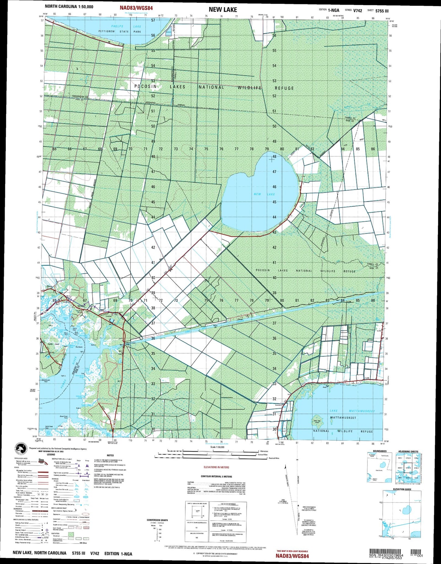 New Lake North Carolina Military 1:50,000 Map