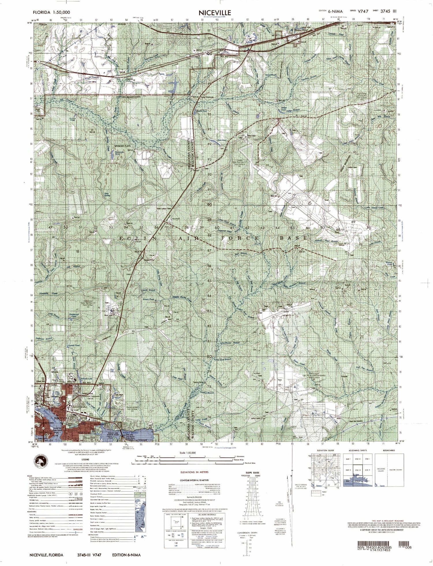 Niceville Florida Military 1:50,000 Map