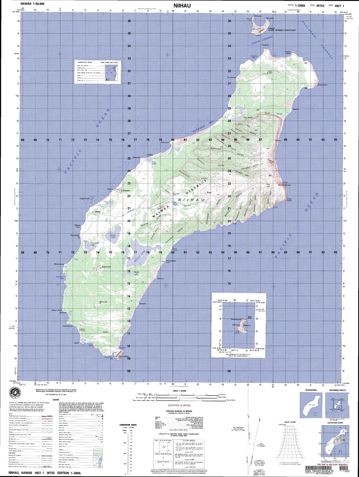 Niihau Hawaii Military 1:50,000 Map