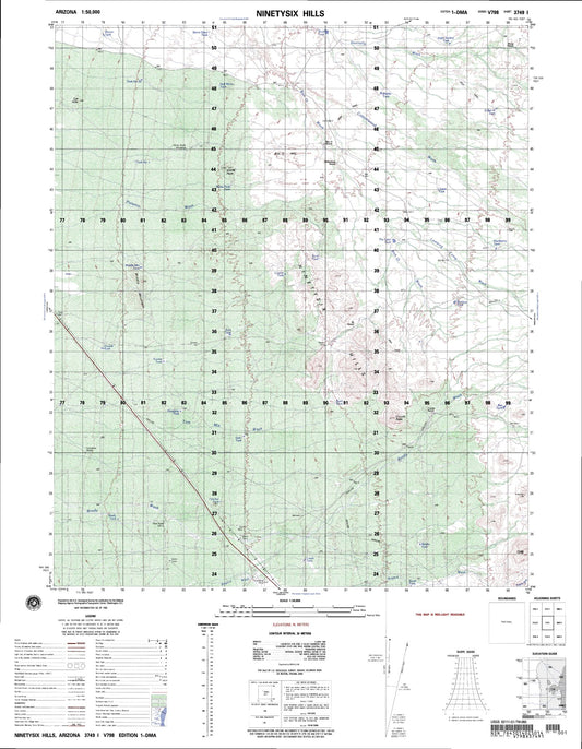 Ninetysix Hills Arizona Military 1:50,000 Map