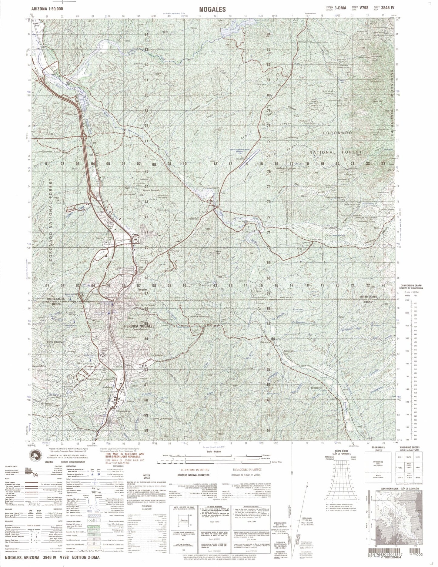 Nogales Arizona Military 1:50,000 Map