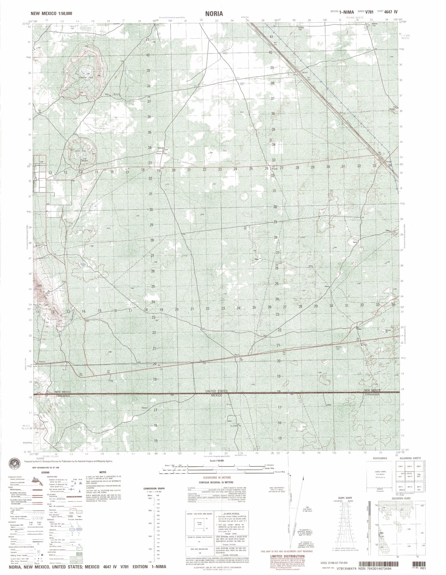 Noria New Mexico Military 1:50,000 Map