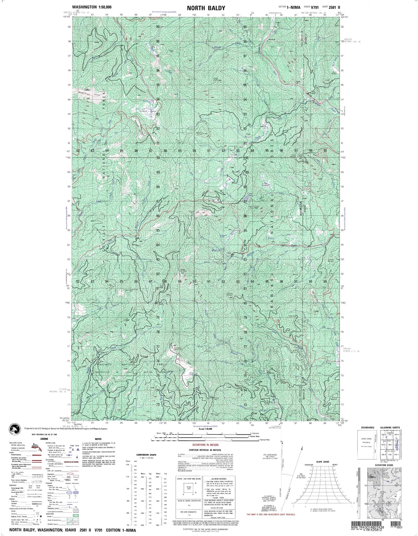 North Baldy Washington Military 1:50,000 Map