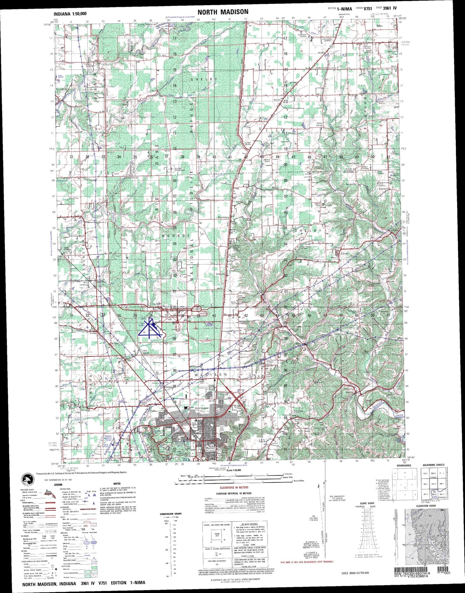 North Madison Indiana Military 1:50,000 Map