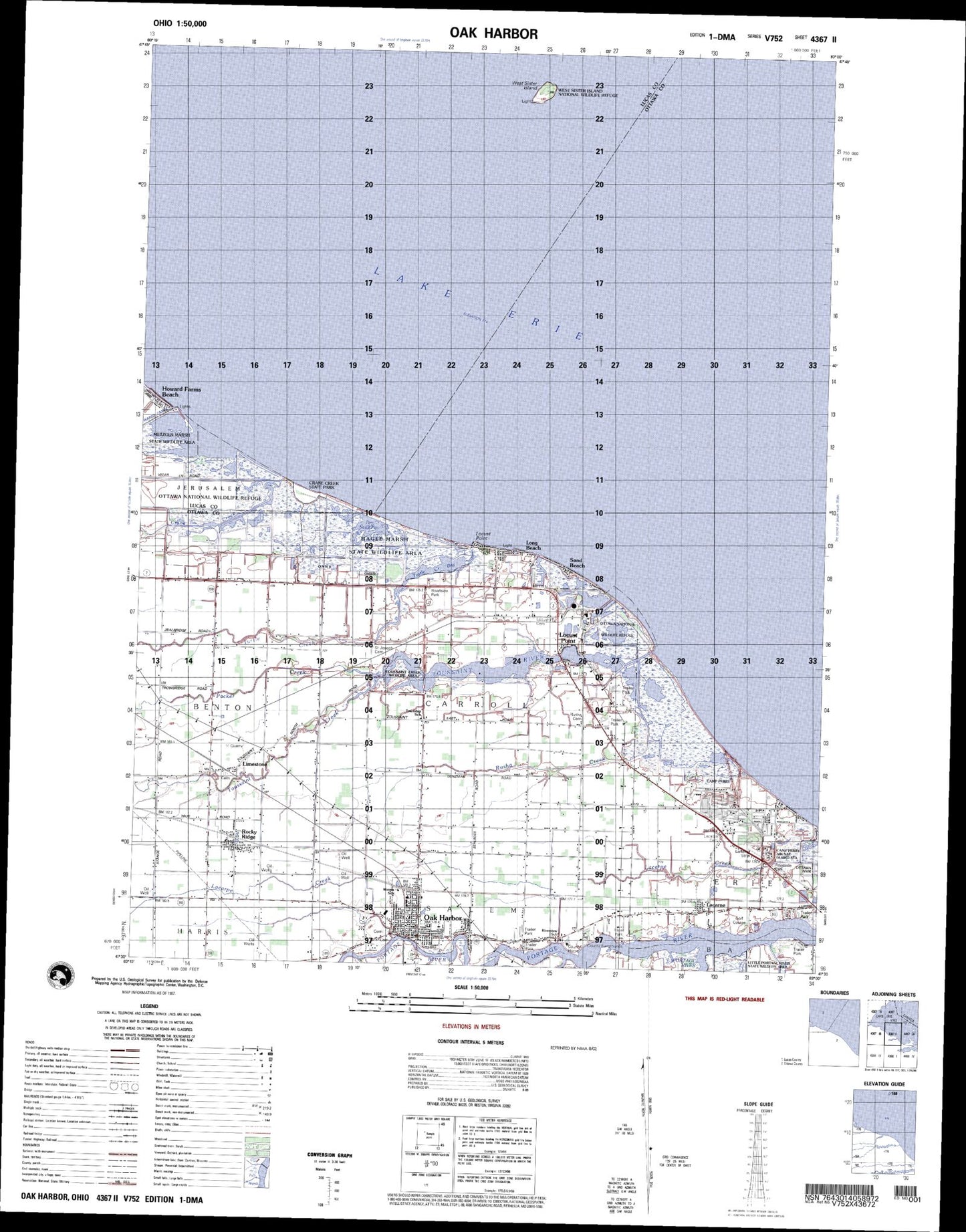 Oak Harbor Ohio Military 1:50,000 Map