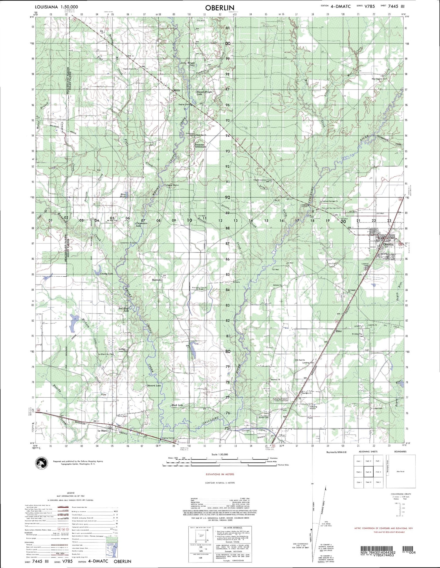 Oberlin Louisiana Military 1:50,000 Map