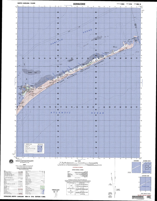 Ocracoke North Carolina Military 1:50,000 Map