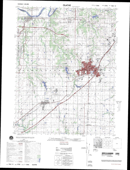 Olathe Kansas Military 1:50,000 Map