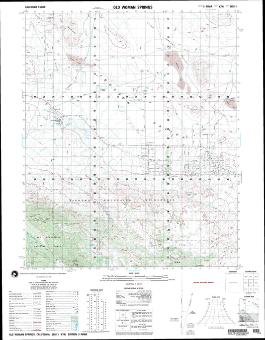 Old Woman Springs California Military 1:50,000 Map