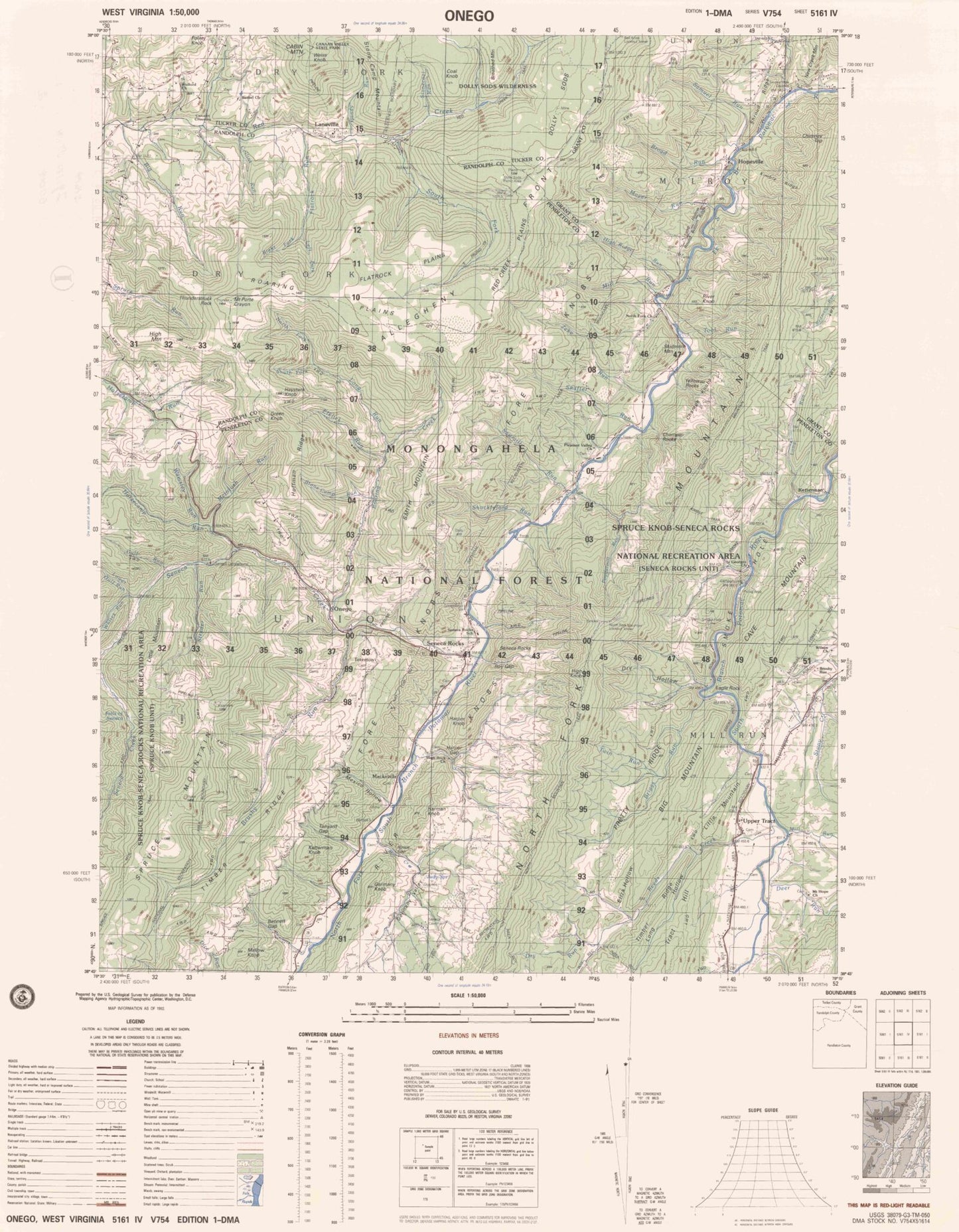 Onego West Virginia Military 1:50,000 Map