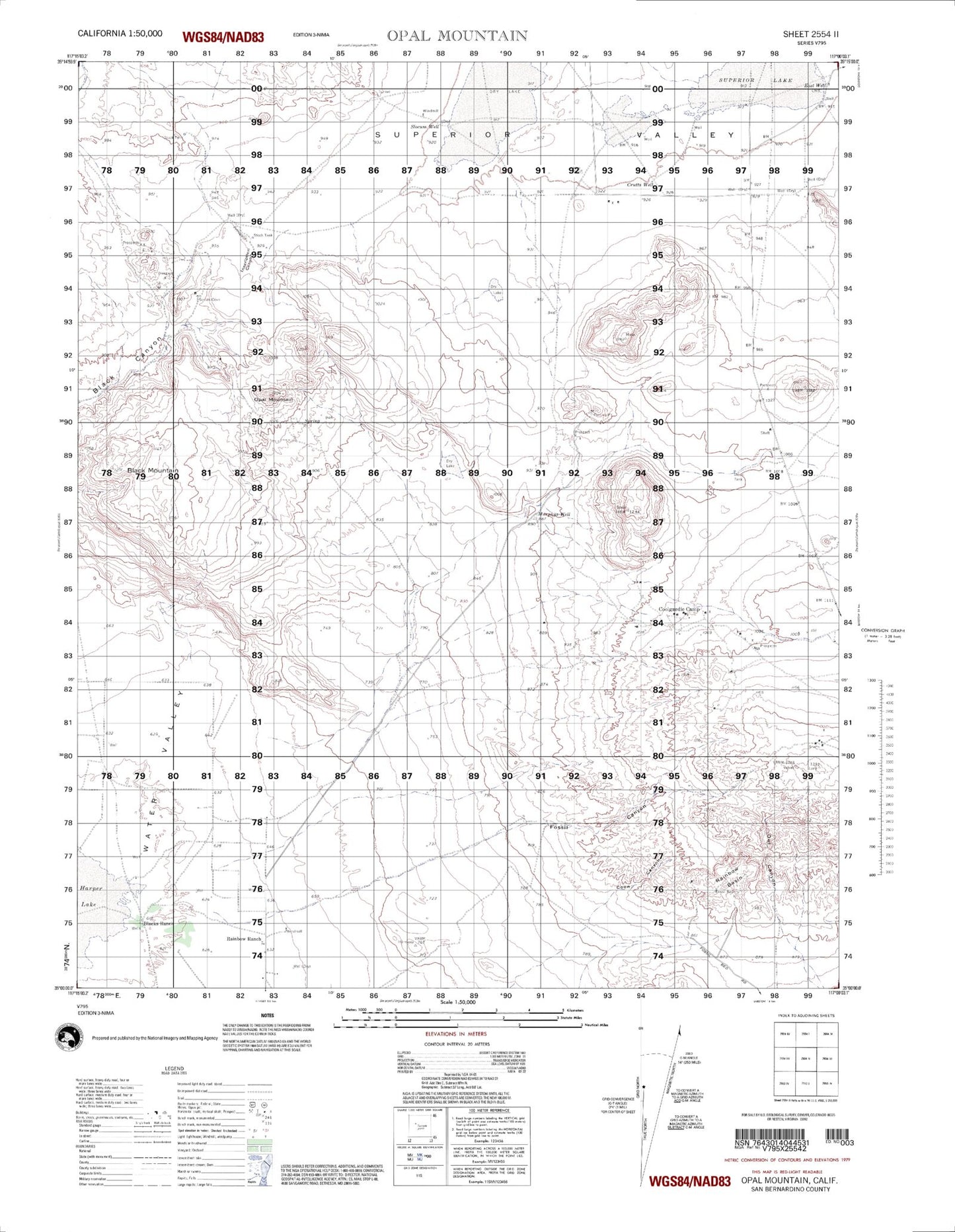 Opal Mountian California Military 1:50,000 Map