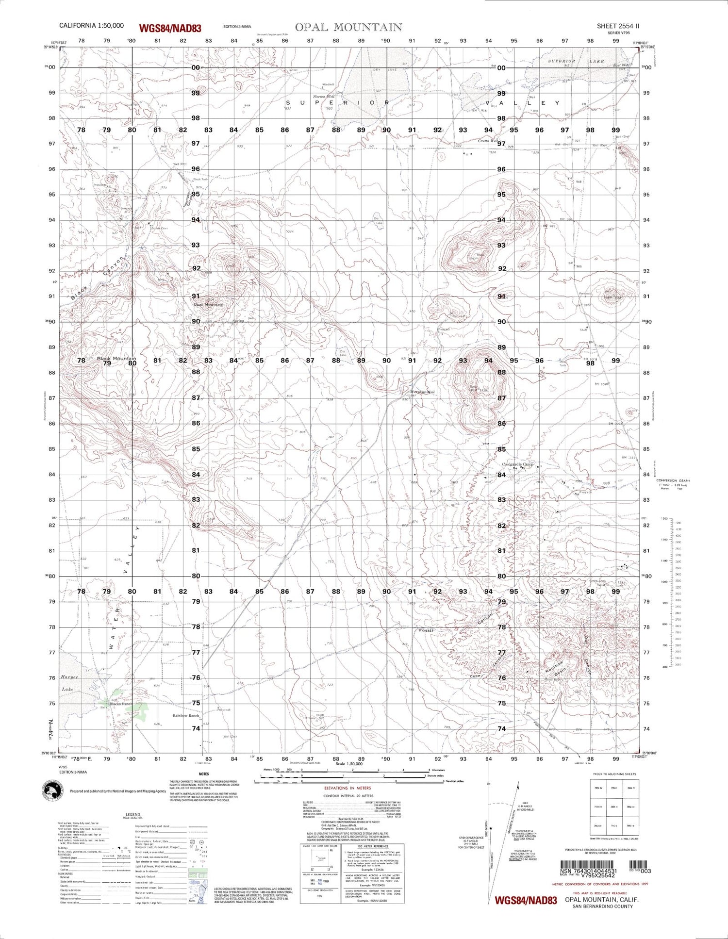 Opal Mountian California Military 1:50,000 Map