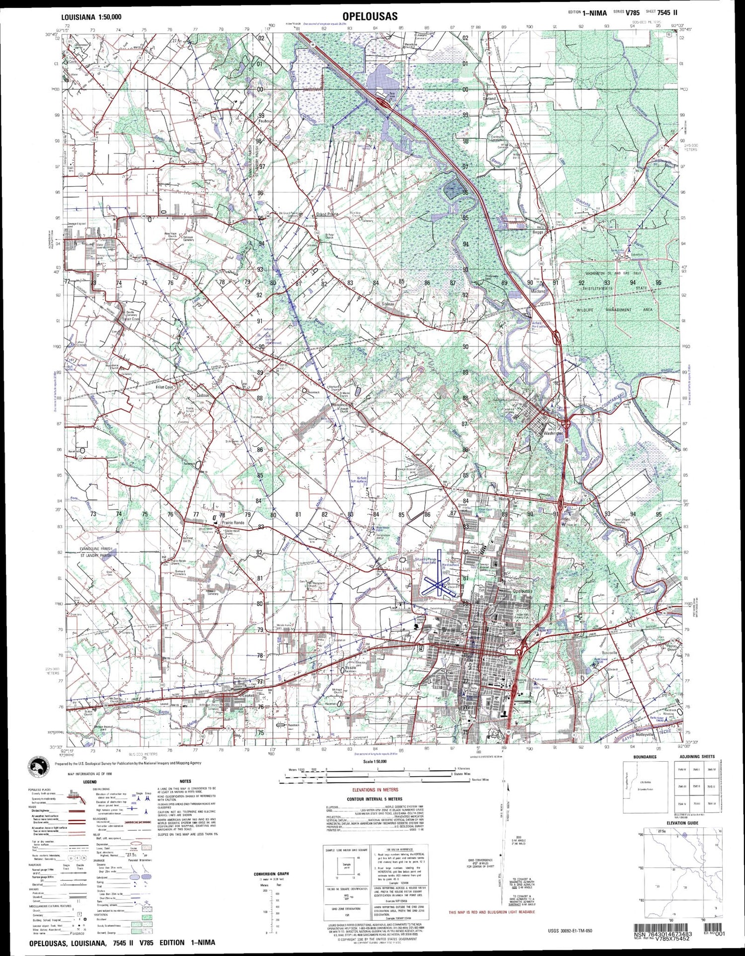 Opelousas Louisiana Military 1:50,000 Map