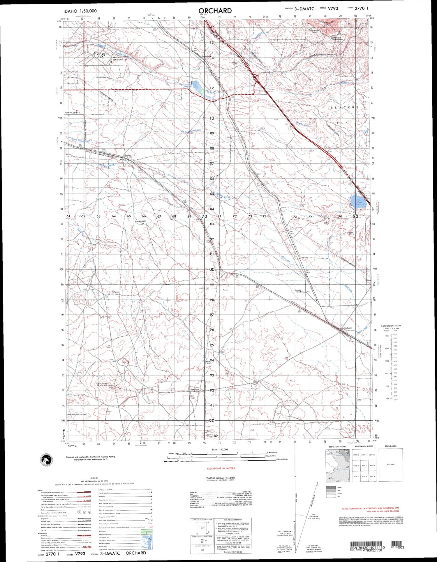 Orchard Idaho Military 1:50,000 Map