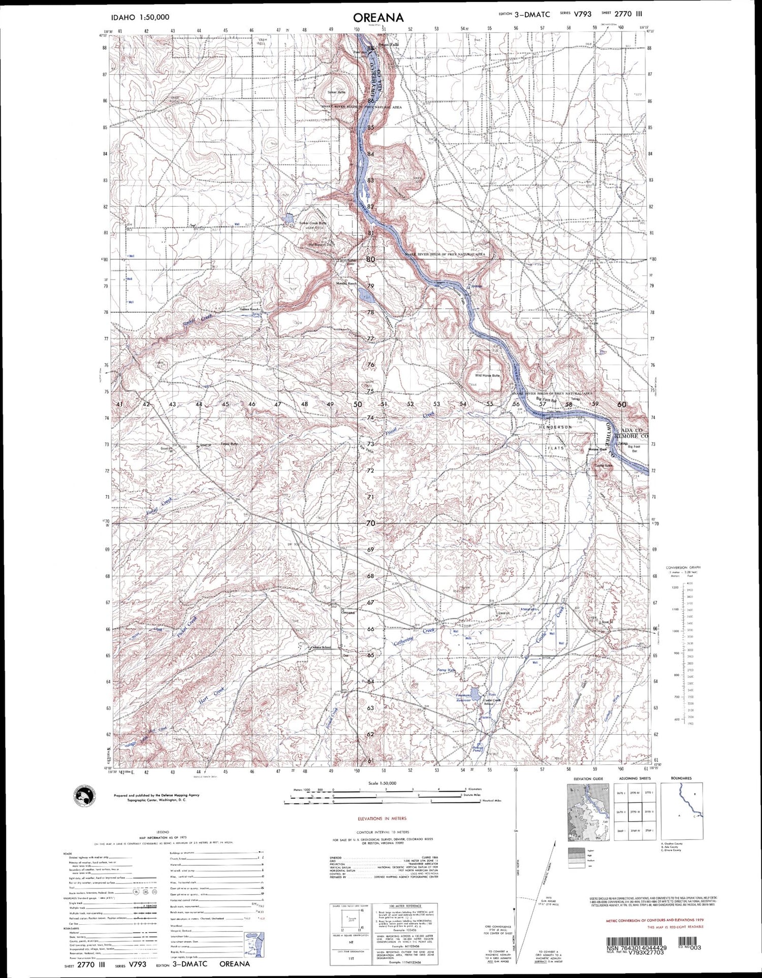 Oreana Idaho Military 1:50,000 Map