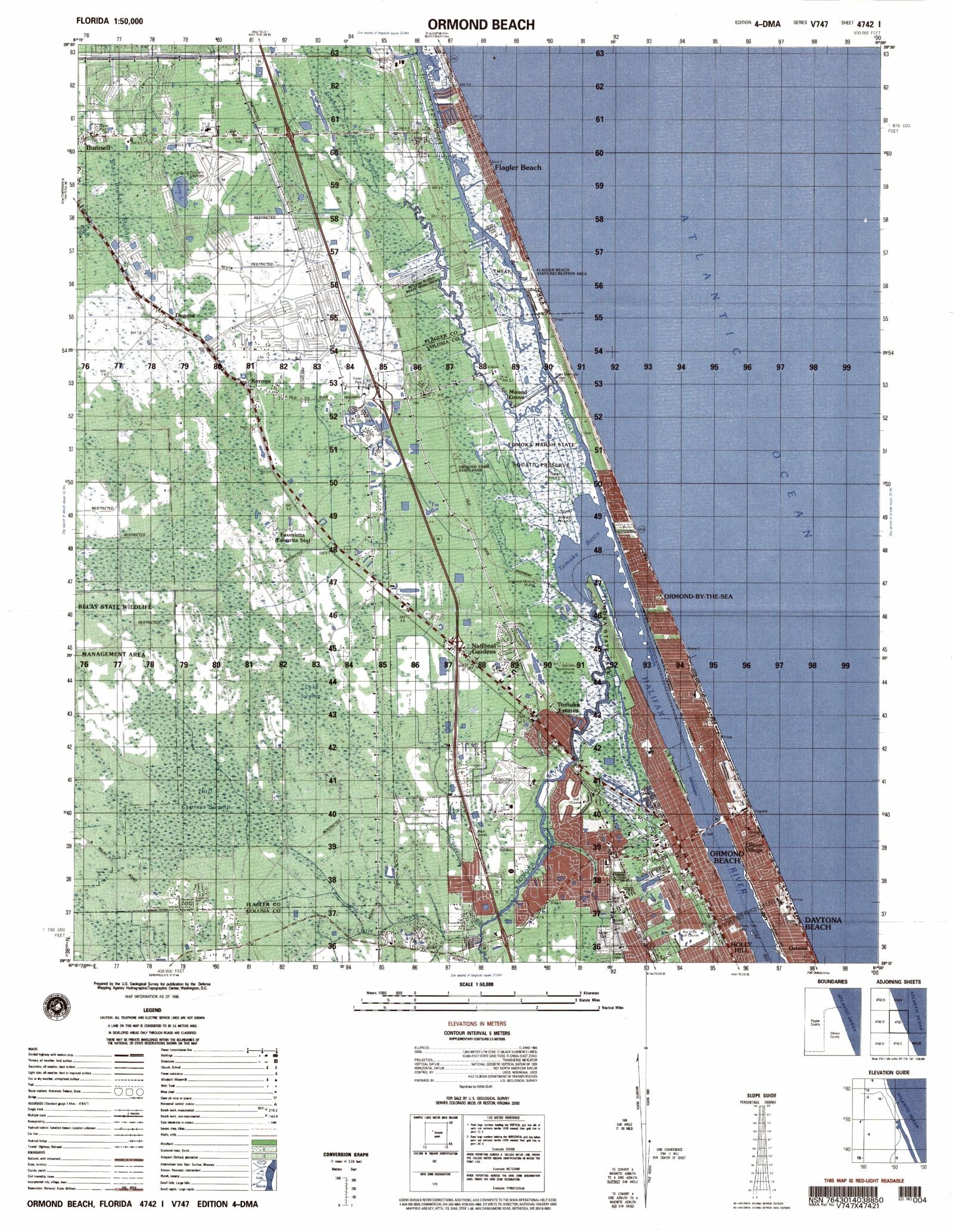 Ormond Beach Florida Military 1:50,000 Map – MyTopo Map Store