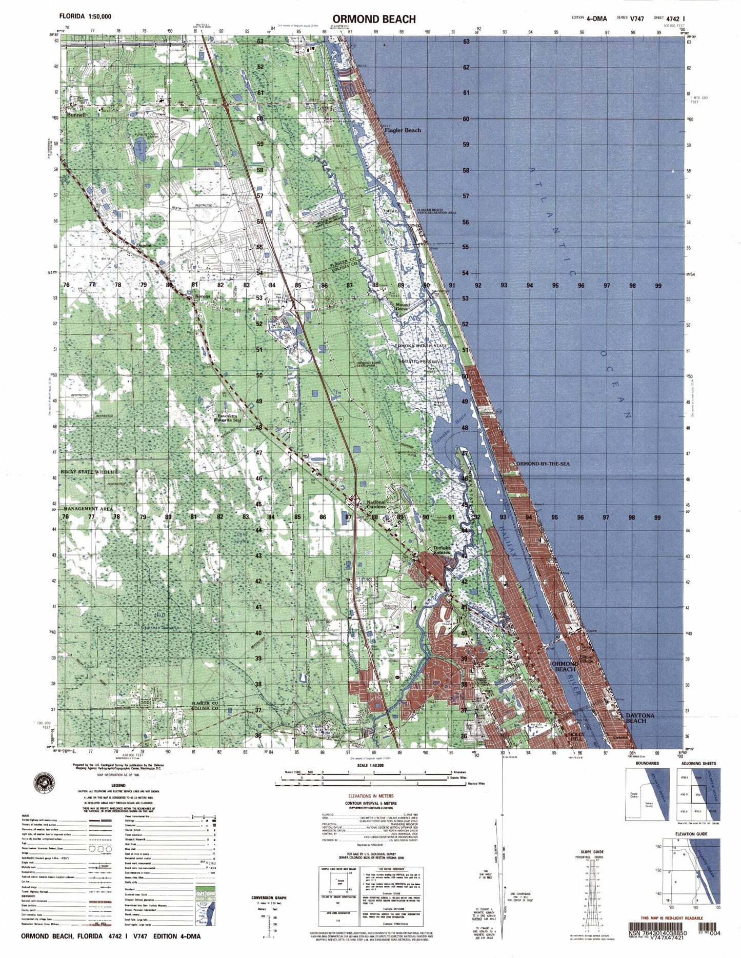 Ormond Beach Florida Military 1:50,000 Map