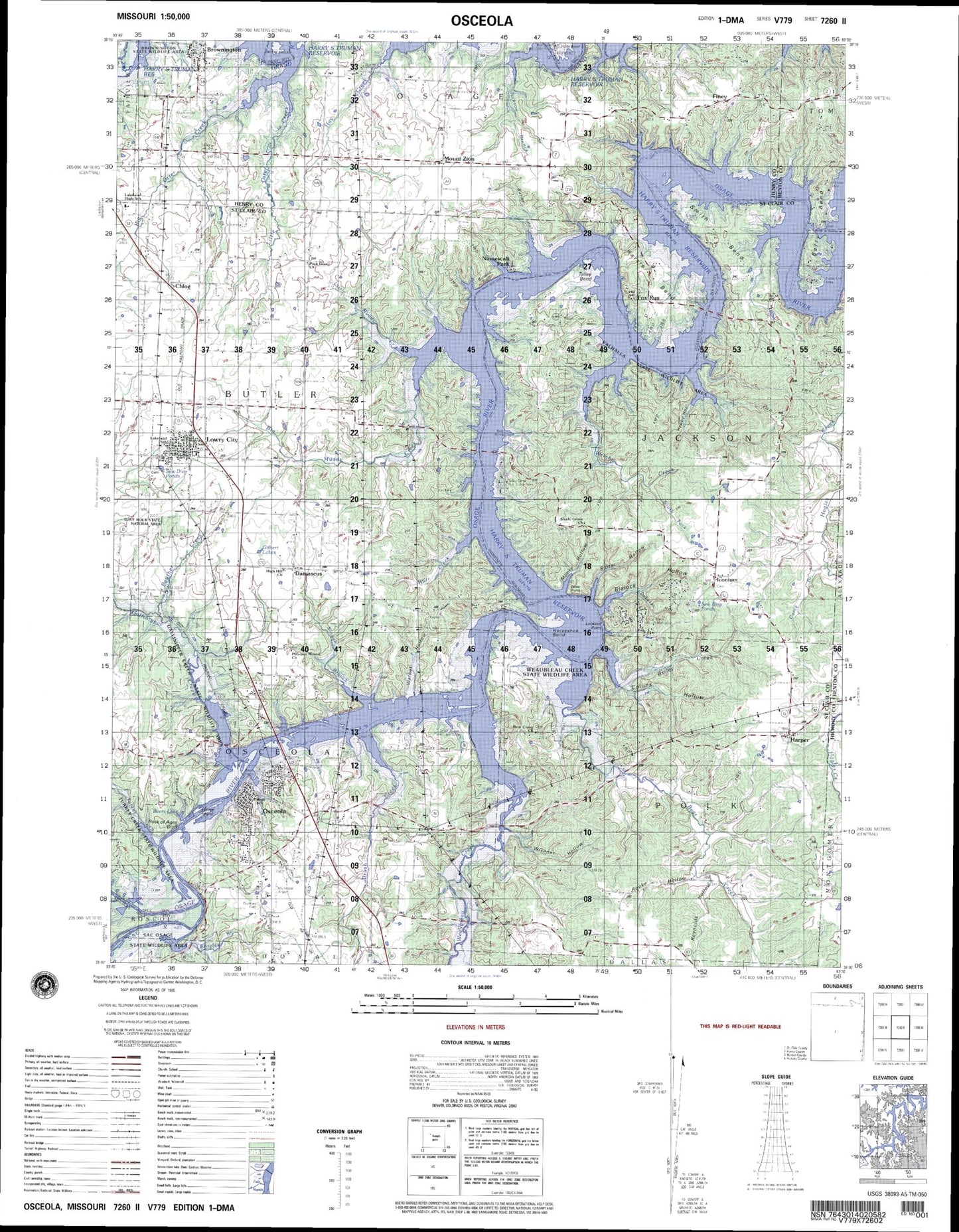 Osceola Missouri Military 1:50,000 Map