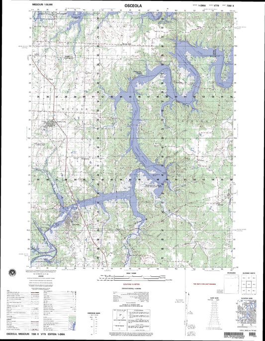 Osceola Missouri Military 1:50,000 Map