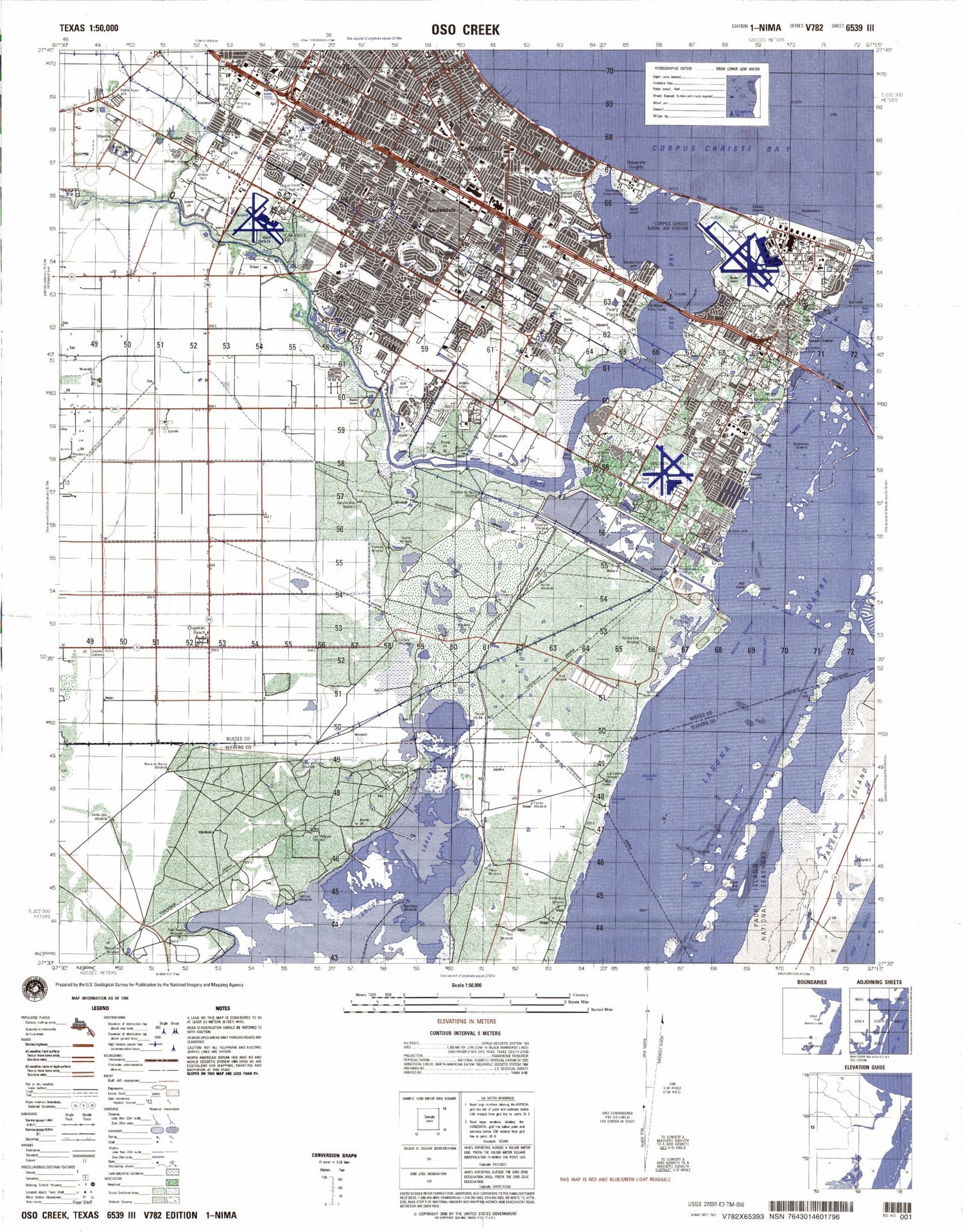 Oso Creek Texas Military 1:50,000 Map