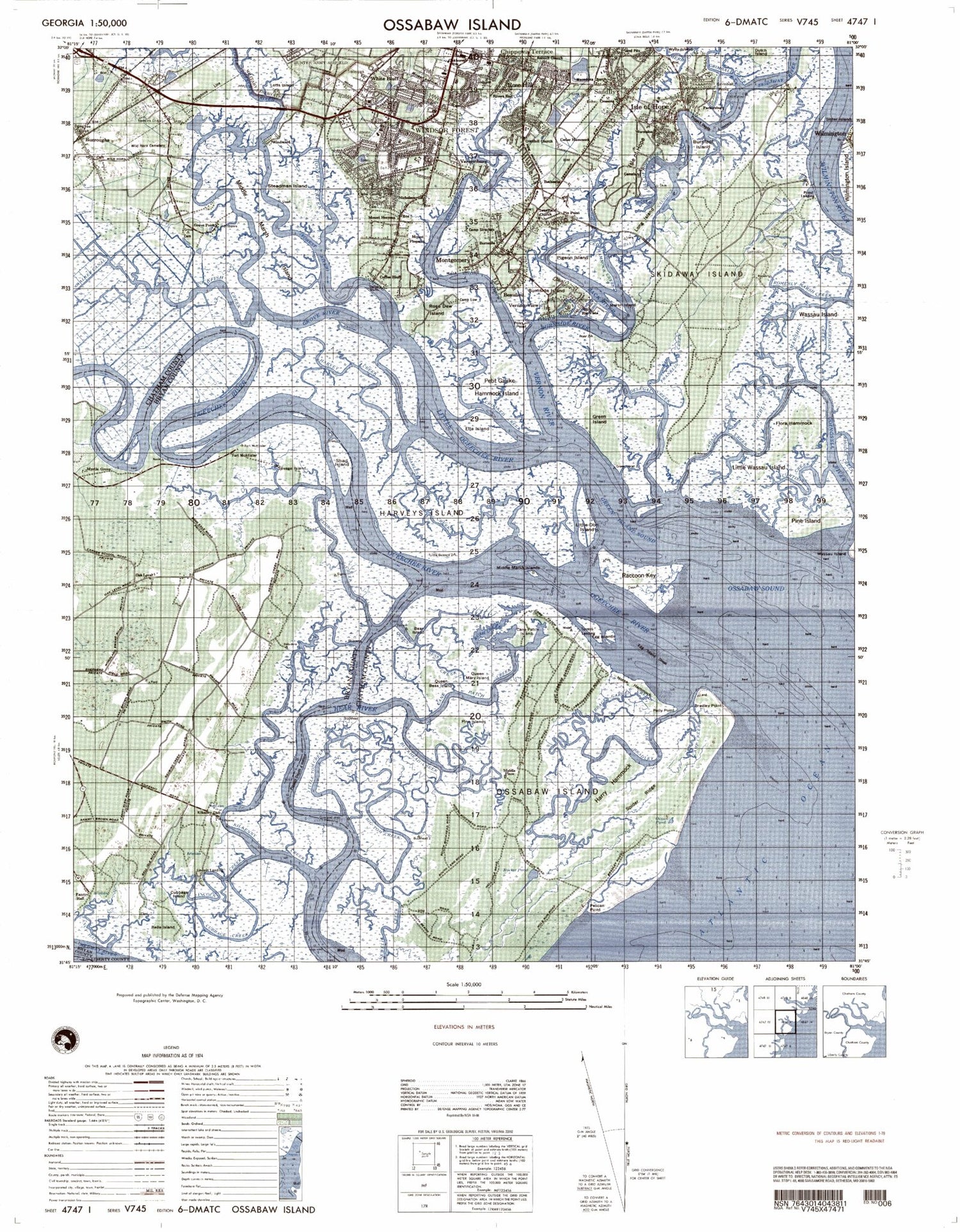 Ossabaw Island Georgia Military 1:50,000 Map