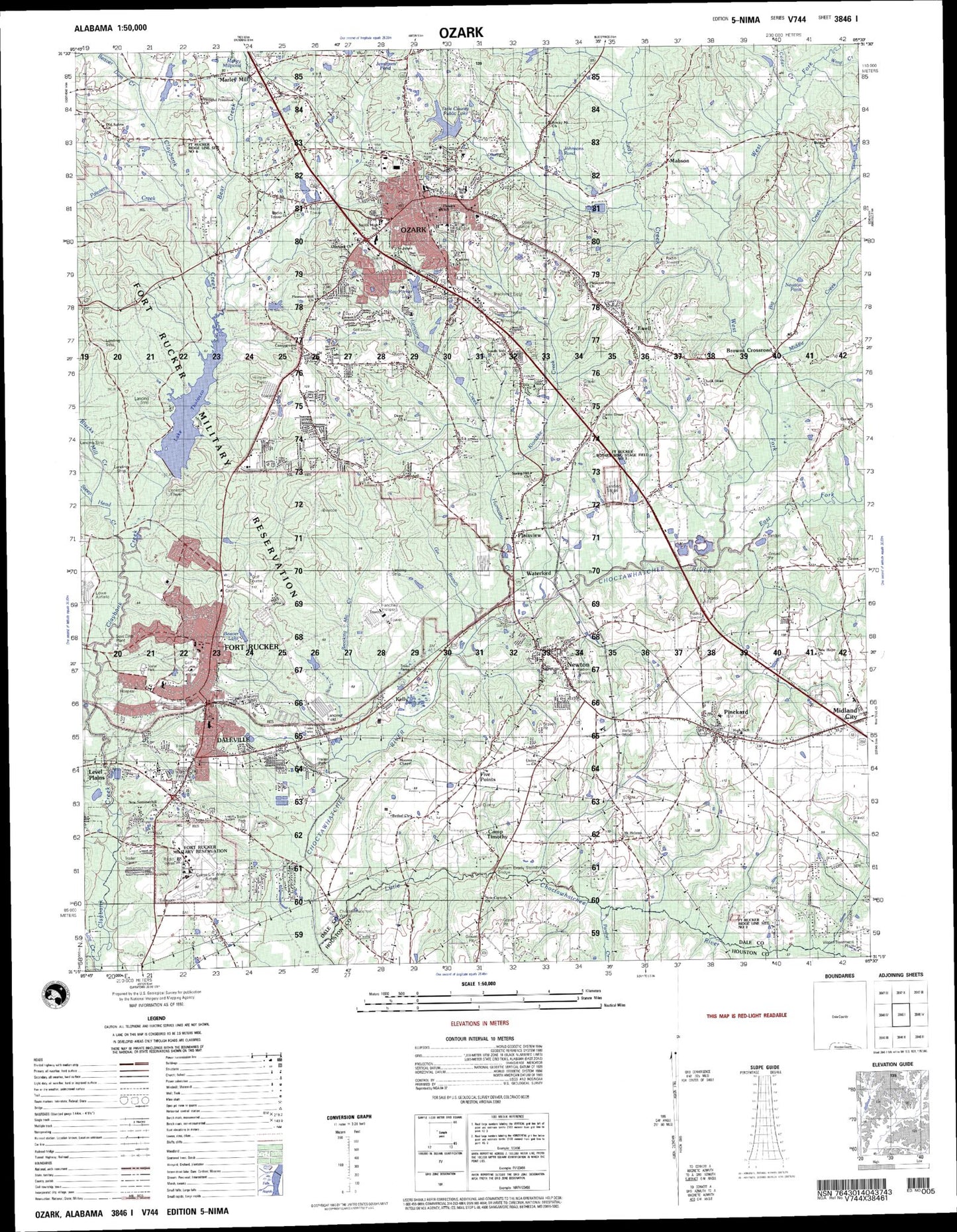 Ozark Alabama Military 1:50,000 Map