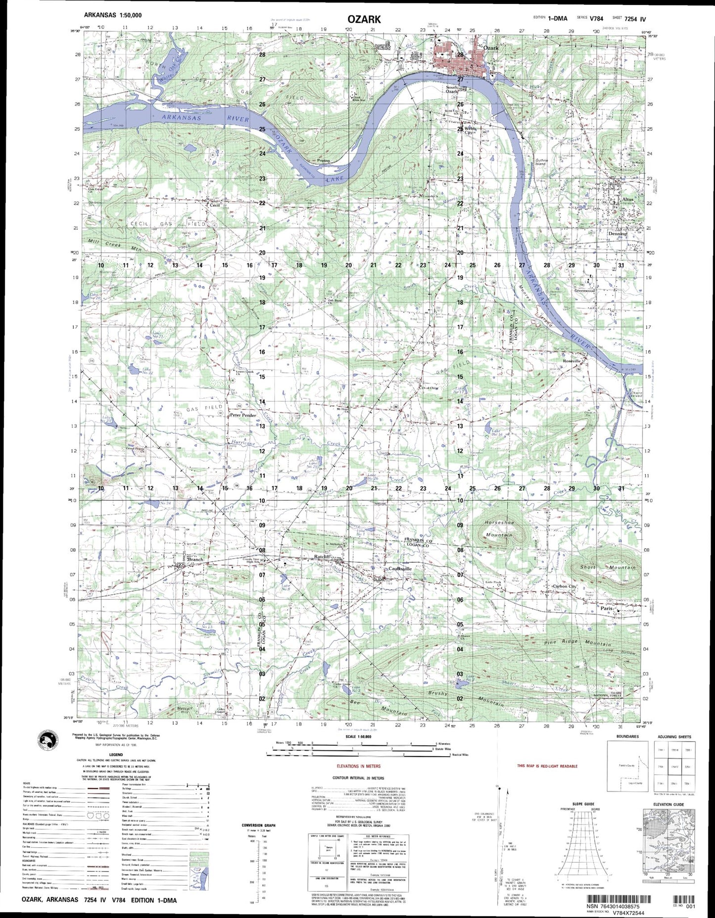 Ozark Arkansas Military 1:50,000 Map